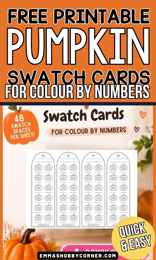 Free Printable Pumpkin Swatch Cards for Colour By Numbers